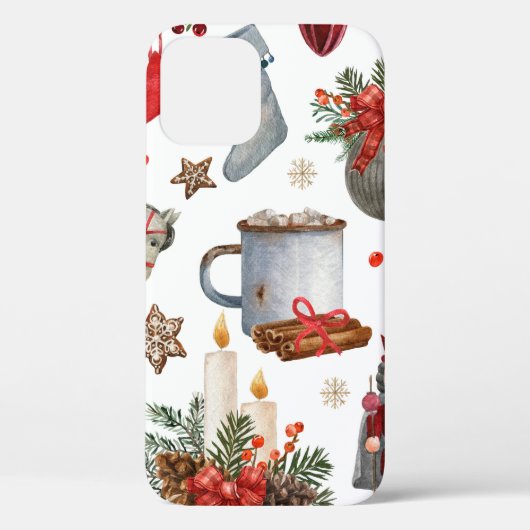 Waterverf kerstdecoratiepatroon Case-Mate iPhone case (Achterkant)