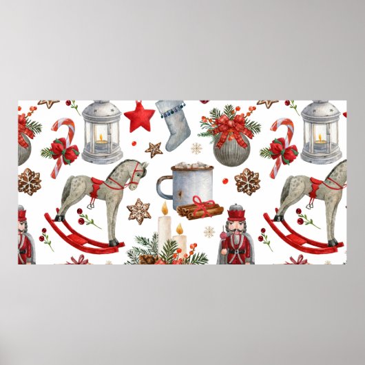Waterverf kerstdecoratiepatroon poster (Voorkant)