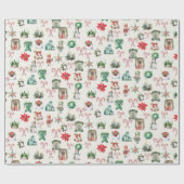 Waterverf kerstdecoraties cadeaupapier (Vlak)