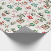 Waterverf kerstdecoraties cadeaupapier (Hoek)