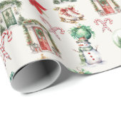 Waterverf kerstdecoraties cadeaupapier (Rol Hoek)