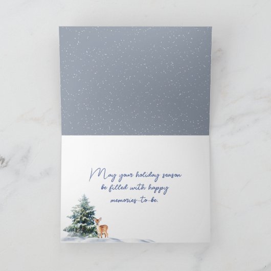 Waterverf kerstdennen in sneeuw feestdagen kaart (Binnen)