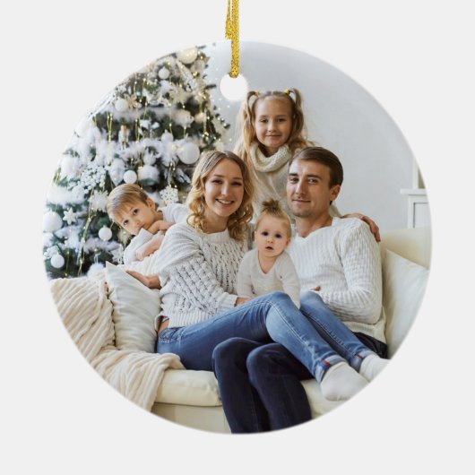 Waterverf kerstdennenboom foto keramisch ornament (Achterkant)