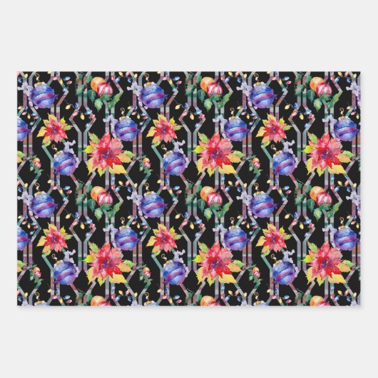 Waterverf kerstDesign Inpakpapier Vel (Voorkant 2)