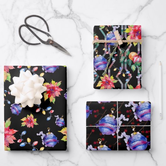 Waterverf kerstDesign Inpakpapier Vel (Voorkant)