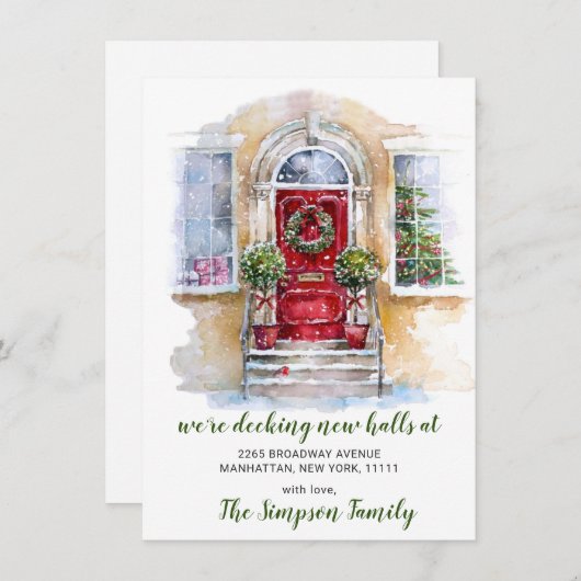 Waterverf kerstdeur aankondiging (Voorkant / Achterkant)