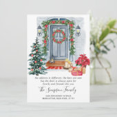 Waterverf kerstdeur Bewegingsaankondiging Aankondiging (Staand voorkant)