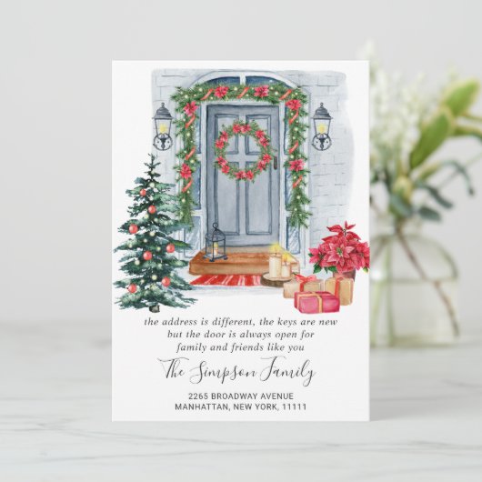 Waterverf kerstdeur Bewegingsaankondiging Aankondiging (Staand voorkant)