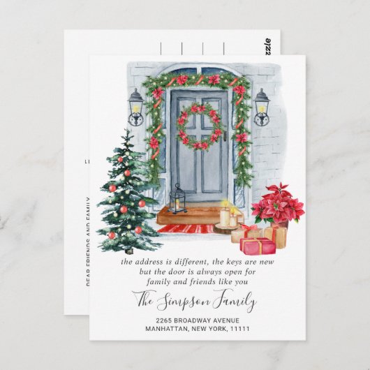 Waterverf kerstdeur Bewegingsaankondiging Briefkaart (Voorkant / Achterkant)