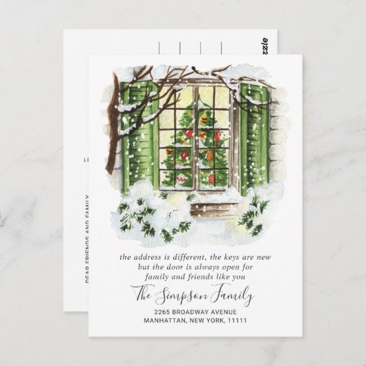 Waterverf kerstdeur Bewegingsaankondiging Briefkaart (Voorkant / Achterkant)