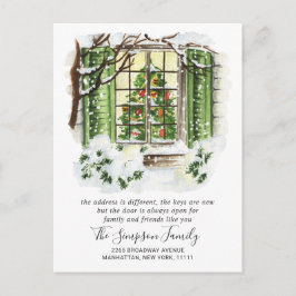 Waterverf kerstdeur Bewegingsaankondiging Briefkaart