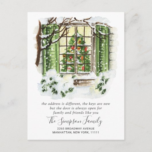 Waterverf kerstdeur Bewegingsaankondiging Briefkaart (Voorkant)