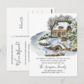 Waterverf kerstdeur Bewegingsaankondiging Briefkaart (Voorkant / Achterkant)