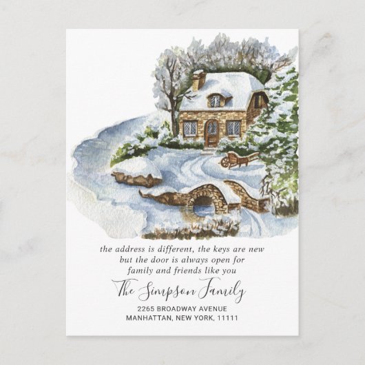 Waterverf kerstdeur Bewegingsaankondiging Briefkaart (Voorkant)