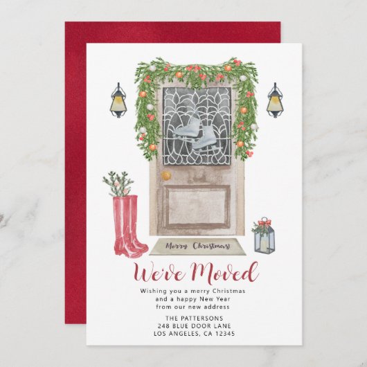 Waterverf kerstdeur Verplaatsingsaankondiging Aankondiging (Voorkant / Achterkant)