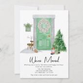 Waterverf kerstdeur Verplaatsingsaankondiging Aankondiging (Voorkant)