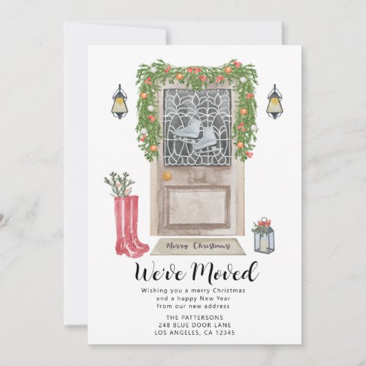Waterverf kerstdeur Verplaatsingsaankondiging Aankondiging (Voorkant)