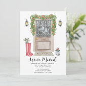 Waterverf kerstdeur Verplaatsingsaankondiging Aankondiging (Staand voorkant)