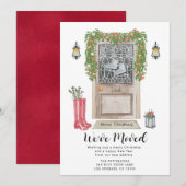 Waterverf kerstdeur Verplaatsingsaankondiging Aankondiging (Voorkant / Achterkant)