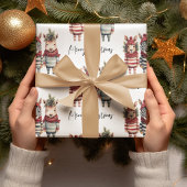 Waterverf kerstdieren Cadeaupapier