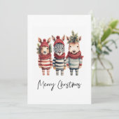  Waterverf kerstdieren Feestdagenkaart (Staand voorkant)