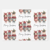  Waterverf kerstdieren Inpakpapier Vel (Voorkant)