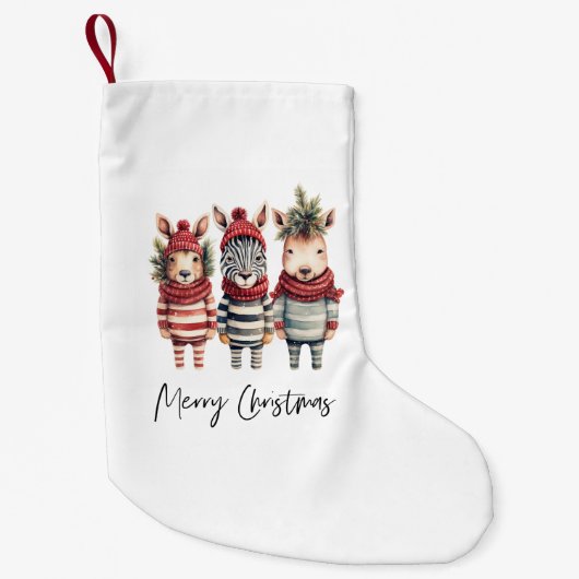  Waterverf kerstdieren Kleine Kerstsok (Voorkant)