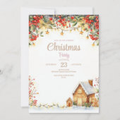 Waterverf Kerstdiner Uitnodiging (Voorkant)