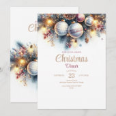 Waterverf Kerstdiner Uitnodiging (Voorkant / Achterkant)