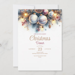 Waterverf Kerstdiner Uitnodiging