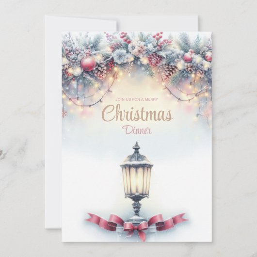 Waterverf Kerstdiner Uitnodiging (Achterkant)