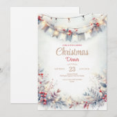 Waterverf Kerstdiner Uitnodiging (Voorkant / Achterkant)