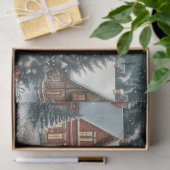 Waterverf Kerstdorp met rendieren Tissuepapier (Geschenk)