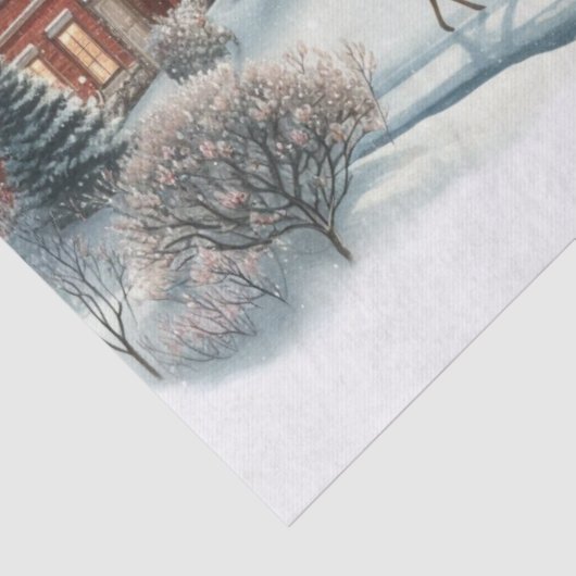  Waterverf Kerstdorp met rendieren Tissuepapier (Detail)