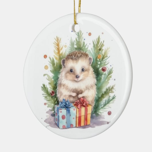 Waterverf kerstegel keramisch ornament (Links)