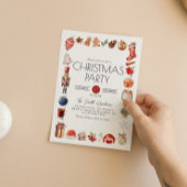 Waterverf Kerstelementen Dinner Party Kaart