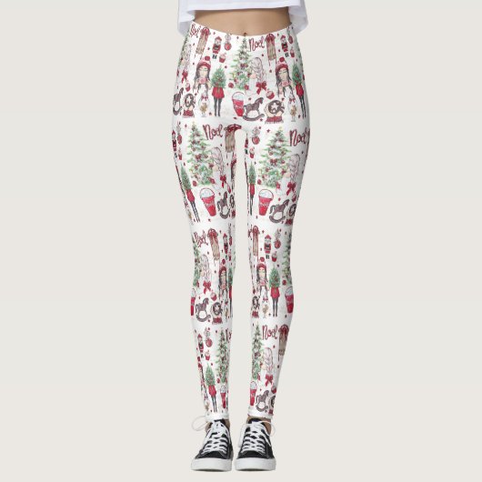 Waterverf kerstelementen leggings (Voorkant)