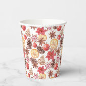 Waterverf kerstelementen naadloos patroon papieren bekers (Links)