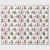 Waterverf kerstelf en rendieren in sneeuwvlokken cadeaupapier (Vlak)