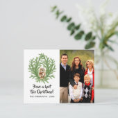 Waterverf - kerstfamilie foto feestdagenkaart (Staand voorkant)