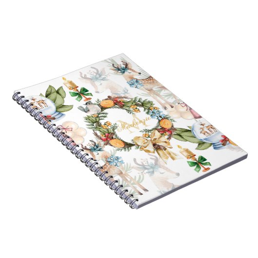 Waterverf kerstfamilienaam notitieboek (Rechterzijde)