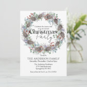 Waterverf Kerstfeest Botanische Krans Kaart (Staand voorkant)