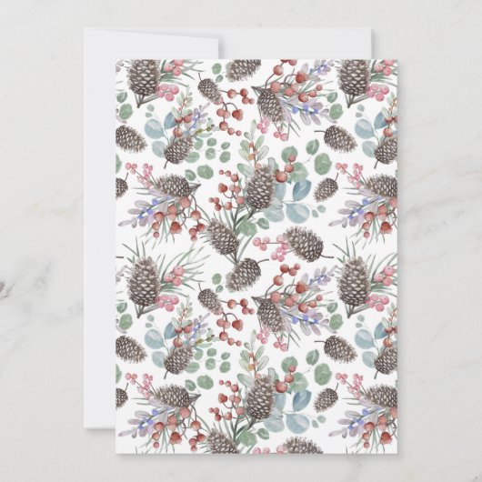 Waterverf Kerstfeest Botanische Krans Kaart (Achterkant)