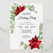 Waterverf kerstfeest en gouden feestdag folie uitnodiging (Voorkant)