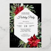 Waterverf kerstfeest en gouden feestdag folie uitnodiging (Voorkant)