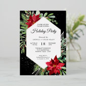 Waterverf kerstfeest en gouden feestdag folie uitnodiging (Staand Voorkant)