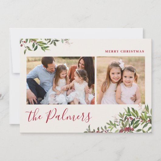 Waterverf kerstfeest Familie Signature Holi Feestdagenkaart (Voorkant)