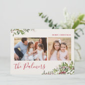 Waterverf kerstfeest Familie Signature Holi Feestdagenkaart (Staand voorkant)