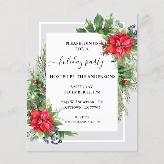 Waterverf kerstfeest Floral Poinsettia Flyer (Voorkant)
