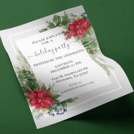 Waterverf kerstfeest Floral Poinsettia Flyer